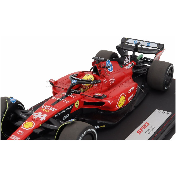 BBR MODELS FERRARI F1 SF-23 TEAM SCUDERIA FERRARI HP N 44 TEST FIORANO 2025 LEWIS HAMILTON - CON VETRINA - WITH SHOWCASE - RED