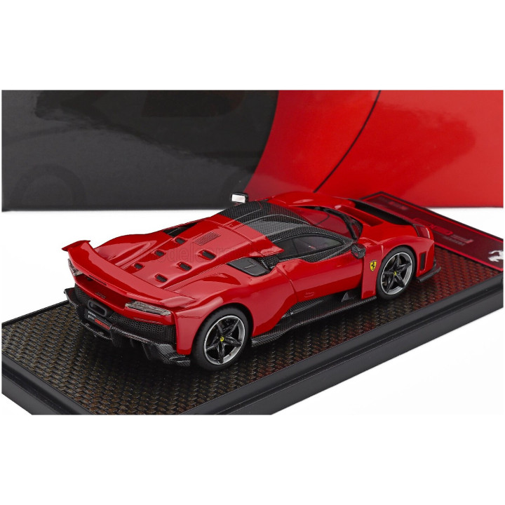 BBR MODELS FERRARI F80 2024 - CARBON SILVER RIMS - ROSSO CORSA - RED BLACK 1/43