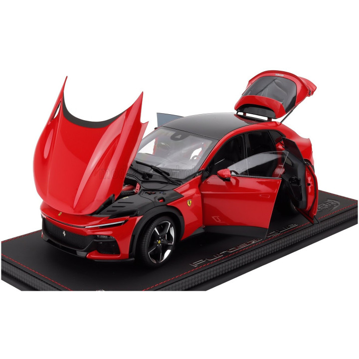 BBR MODELS FERRARI PUROSANGUE SUV 2022 - CON VETRINA - WITH SHOWCASE - ROSSO CORSA - RED 1/18