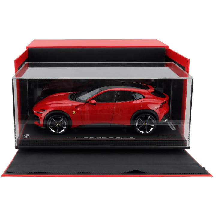 BBR MODELS FERRARI PUROSANGUE SUV 2022 - CON VETRINA - WITH SHOWCASE - ROSSO CORSA - RED 1/18