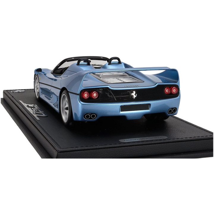 BBR MODELS FERRARI F50 SPIDER 1995 - CON VETRINA - WITH SHOWCASE - AZZURRO CALIFORNIA MET - LIGHT BLUE 1/18