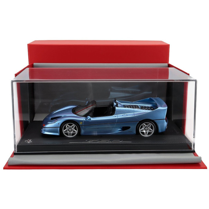 BBR MODELS FERRARI F50 SPIDER 1995 - CON VETRINA - WITH SHOWCASE - AZZURRO CALIFORNIA MET - LIGHT BLUE 1/18