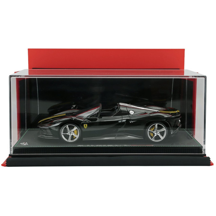 BBR MODELS FERRARI DAYTONA SP3 OPEN ROOF ICONA 2022 - CON VETRINA - WITH SHOWCASE - VERDE BRITISH - GREEN YELLOW 1/18