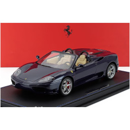 BBR MODELS FERRARI 360 MODENA SPIDER 1999 - MANUAL GEAR BOX - CAMBIO MANUALE - CON VETRINA - WITH SHOWCASE - BLUE LE MANS 1/18