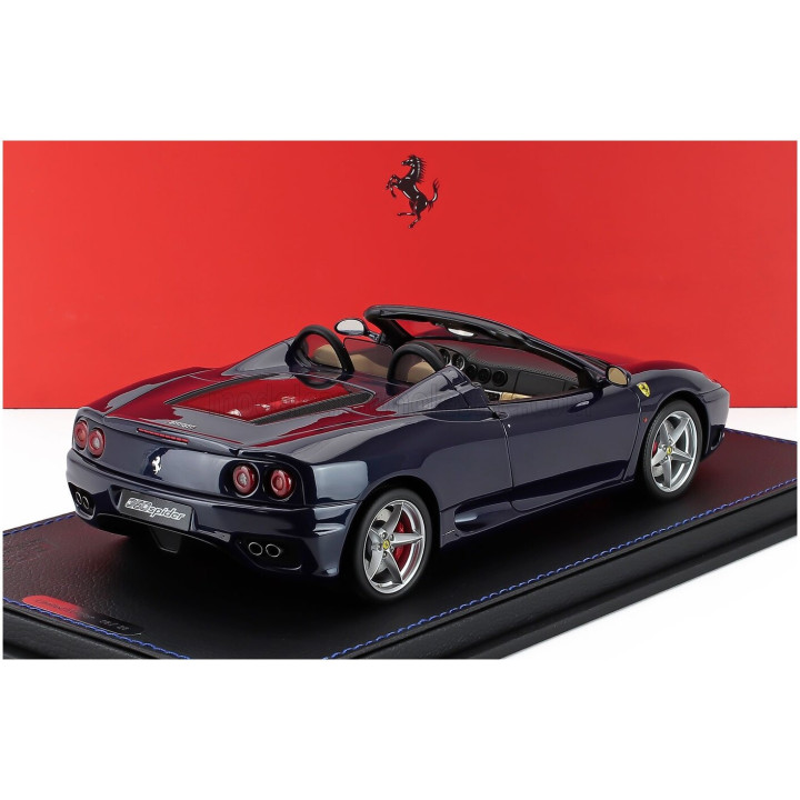 BBR MODELS FERRARI 360 MODENA SPIDER 1999 - MANUAL GEAR BOX - CAMBIO MANUALE - CON VETRINA - WITH SHOWCASE - BLUE LE MANS 1/18