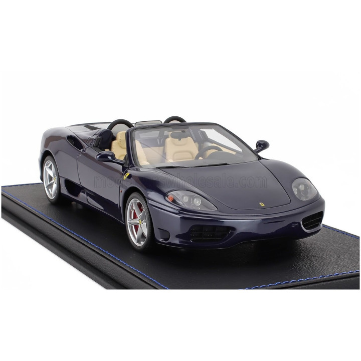 BBR MODELS FERRARI 360 MODENA SPIDER 1999 - MANUAL GEAR BOX - CAMBIO MANUALE - CON VETRINA - WITH SHOWCASE - BLUE LE MANS 1/18