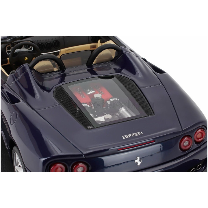 BBR MODELS FERRARI 360 MODENA SPIDER 1999 - MANUAL GEAR BOX - CAMBIO MANUALE - CON VETRINA - WITH SHOWCASE - BLUE LE MANS 1/18
