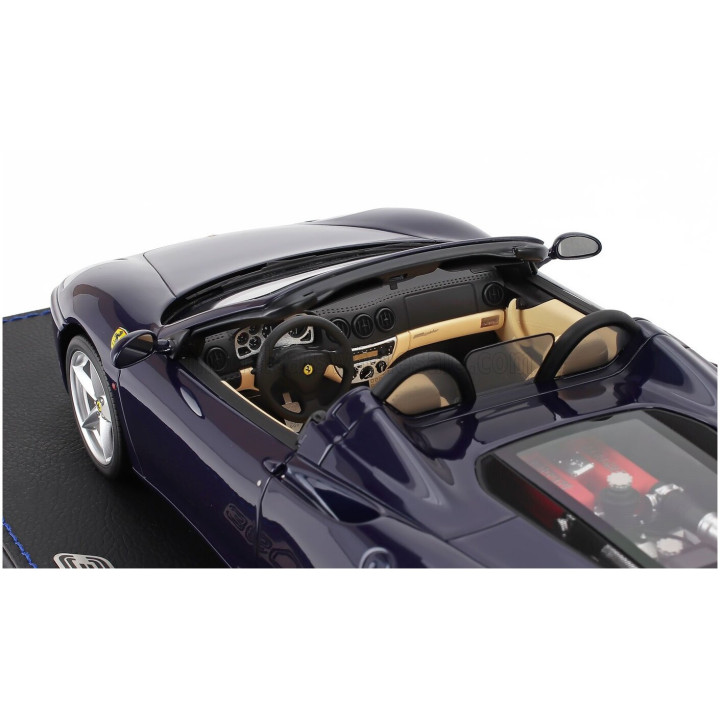 BBR MODELS FERRARI 360 MODENA SPIDER 1999 - MANUAL GEAR BOX - CAMBIO MANUALE - CON VETRINA - WITH SHOWCASE - BLUE LE MANS 1/18