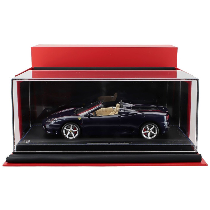 BBR MODELS FERRARI 360 MODENA SPIDER 1999 - MANUAL GEAR BOX - CAMBIO MANUALE - CON VETRINA - WITH SHOWCASE - BLUE LE MANS 1/18