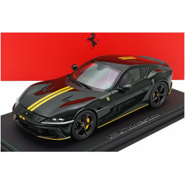 BBR MODELS FERRARI 12CILINDRI V12 830cv PANORAMIC ROOF 2024 - CON VETRINA - WITH SHOWCASE - BRITISH GREEN YELLOW 1/18