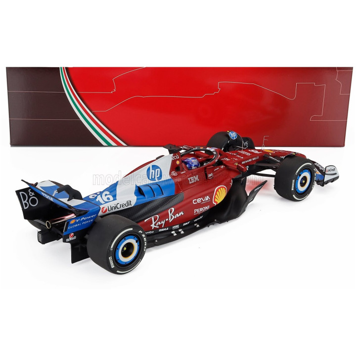 BBR MODELS FERRARI F1 SF-25 TEAM SCUDERIA FERRARI HP N 16 MIAMI GP 2025 CHARLES LECLERC - POLYFOAM PACKAGING - RED BLUE WHITE