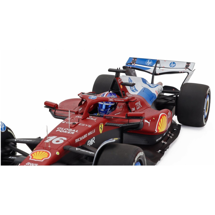 BBR MODELS FERRARI F1 SF-25 TEAM SCUDERIA FERRARI HP N 16 MIAMI GP 2025 CHARLES LECLERC - POLYFOAM PACKAGING - RED BLUE WHITE