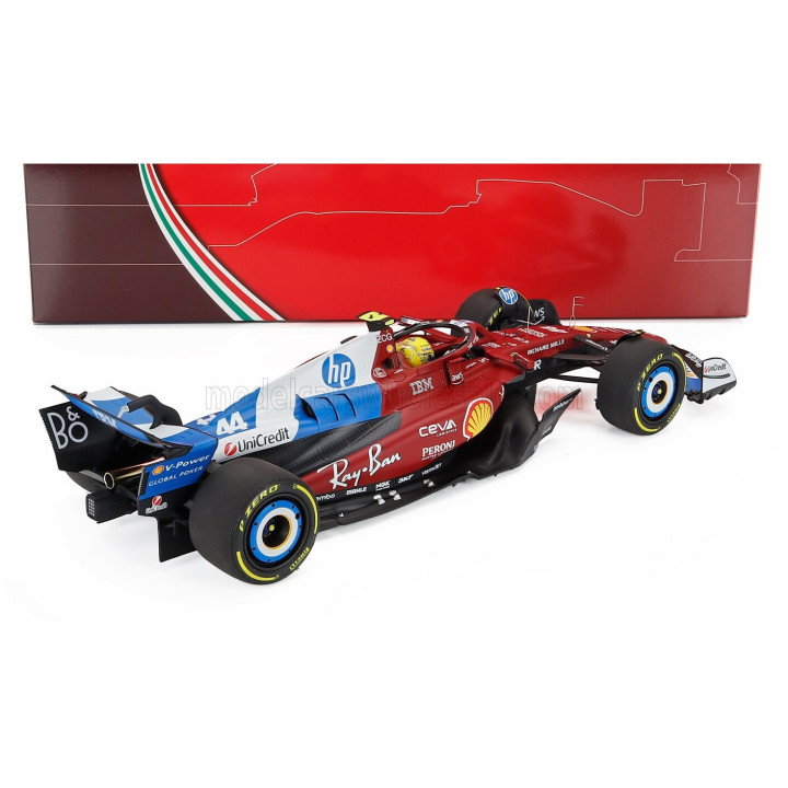 BBR MODELS FERRARI F1 SF-25 TEAM SCUDERIA FERRARI HP N 44 MIAMI GP 2025 LEWIS HAMILTON - POLYFOAM PACKAGING - RED BLUE WHITE