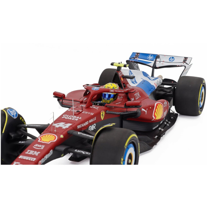 BBR MODELS FERRARI F1 SF-25 TEAM SCUDERIA FERRARI HP N 44 MIAMI GP 2025 LEWIS HAMILTON - POLYFOAM PACKAGING - RED BLUE WHITE