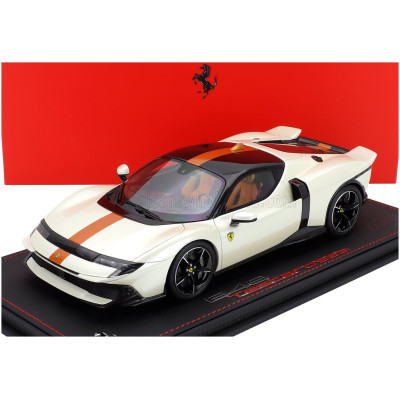BBR MODELS FERRARI 849 TESTAROSSA 2025 - CON VETRINA - WITH SHOWCASE - BIANCO ITALIA - WHITE YELLOW AMBRA 1/18