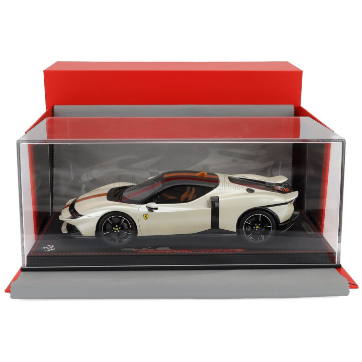 BBR MODELS FERRARI 849 TESTAROSSA 2025 - CON VETRINA - WITH SHOWCASE - BIANCO ITALIA - WHITE YELLOW AMBRA 1/18