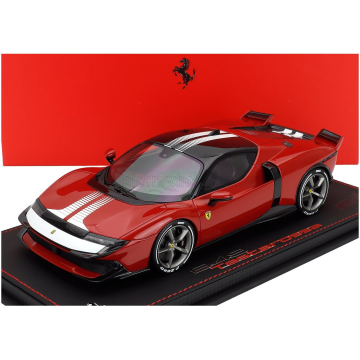 BBR MODELS FERRARI 849 TESTAROSSA ASSETTO FIORANO 2025 - CON VETRINA - WITH SHOWCASE - ROSSO FIAMMANTE - RED WHITE 1/18