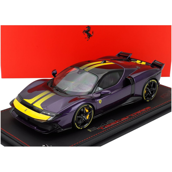 BBR MODELS FERRARI 849 TESTAROSSA ASSETTO FIORANO 2025 - CON VETRINA - WITH SHOWCASE - VIOLA HONG KONG - PURPLE YELLOW 1/18