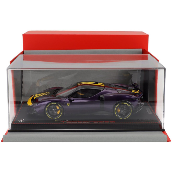 BBR MODELS FERRARI 849 TESTAROSSA ASSETTO FIORANO 2025 - CON VETRINA - WITH SHOWCASE - VIOLA HONG KONG - PURPLE YELLOW 1/18