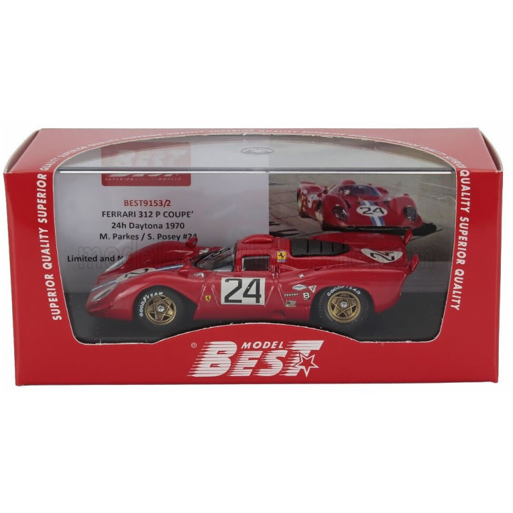 BEST MODEL FERRARI 312P COUPE 3.0L V12 TEAM N.A.R.T. N 24 24h DAYTONA 1970 MIKE PARKES - SAM POSEY - RED 1/43