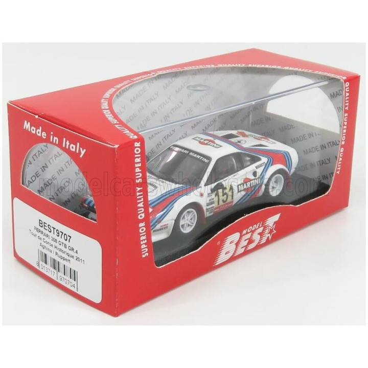 BEST MODEL FERRARI 308 GTB TEAM MARTINI RACING Gr.4 N 151 HISTORIQUE RALLY TOUR DE CORSE 2011 AGHINA - RUPERT - WHITE BLUE RED