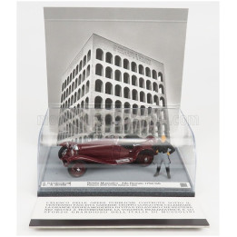 BRUMM ALFA ROMEO 1750GS SPIDER WITH MUSSOLINI FIGURE - PALAZZO DELLA CIVILTA' ITALIANA ROMA 1940 - BORDEAUX 1/43