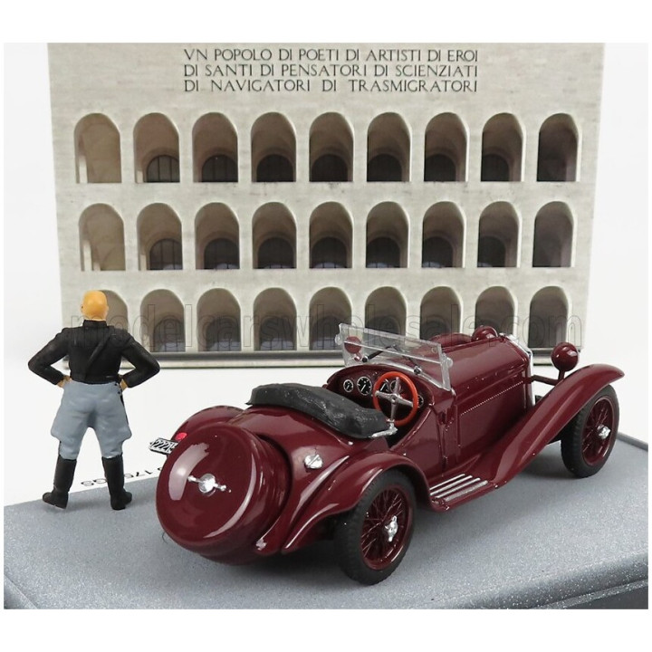 BRUMM ALFA ROMEO 1750GS SPIDER WITH MUSSOLINI FIGURE - PALAZZO DELLA CIVILTA' ITALIANA ROMA 1940 - BORDEAUX 1/43