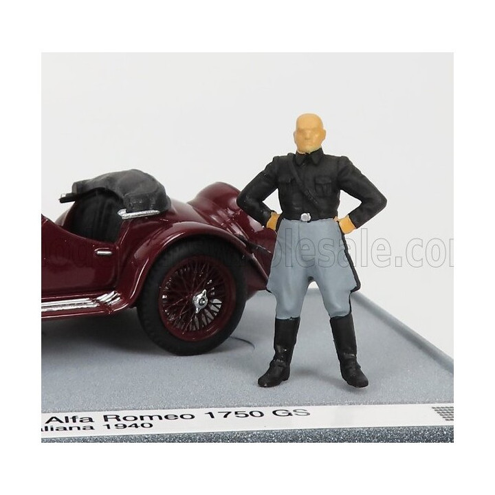 BRUMM ALFA ROMEO 1750GS SPIDER WITH MUSSOLINI FIGURE - PALAZZO DELLA CIVILTA' ITALIANA ROMA 1940 - BORDEAUX 1/43