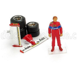 BRUMM FIGURES DIDIER PIRONI FOR FERRARI F1 126CK TURBO 1981 + FRONT AND REAR WINGS + QUALIFYING TYRES - RED 1/43