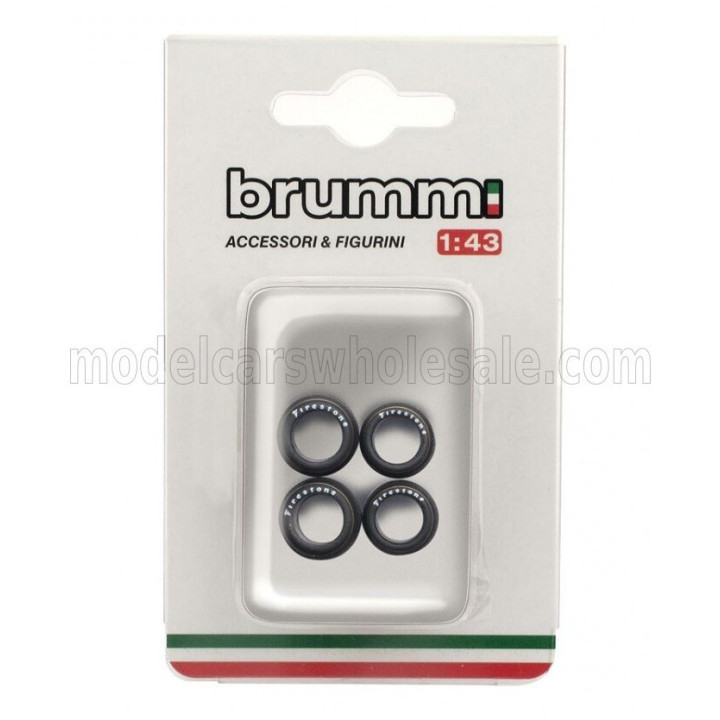 BRUMM ACCESSORIES F1 SET 4X PNEUMATICI DA PIOGGIA FIRESTONE - RAIN TIRES - BLACK 1/43