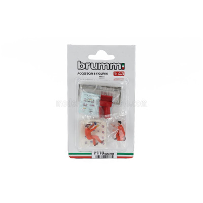 BRUMM FIGURES CLEAN SET - TEAM JWA 24h LE MANS 1970 - 2 MECHANICS + ACCESSORIES - VARIOUS 1/43