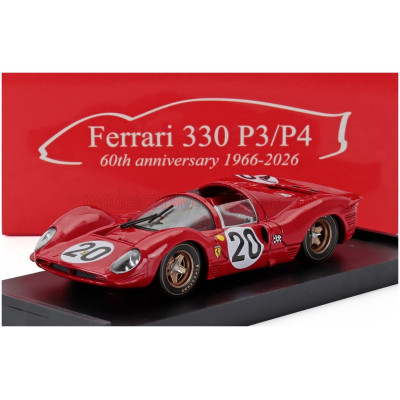 BRUMM FERRARI 330P4 4.0L V12 SPIDER TEAM SPA FERRARI SEFAC N 20 24h LE MANS 1967 CHRIS AMON - NINO VACCARELLA - RED 1/43