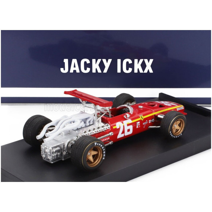 BRUMM FERRARI F1 312 N 26 WINNER FRANCE GP 1968 JACKY ICKX - RED WHITE 1/43