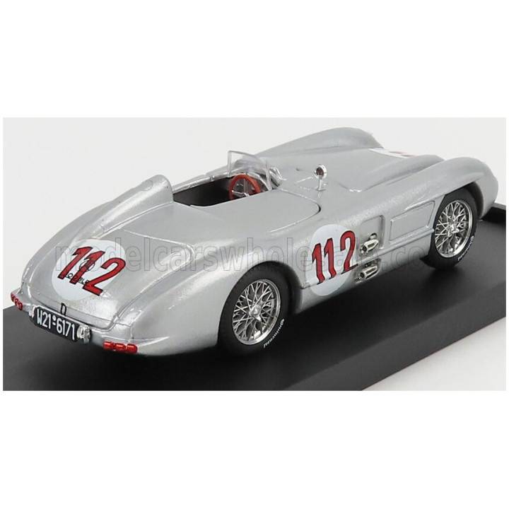 BRUMM MERCEDES BENZ 300 SLR ROADSTER N 112 TARGA FLORIO 1955 JAN MANUEL FANGIO - SILVER 1/43