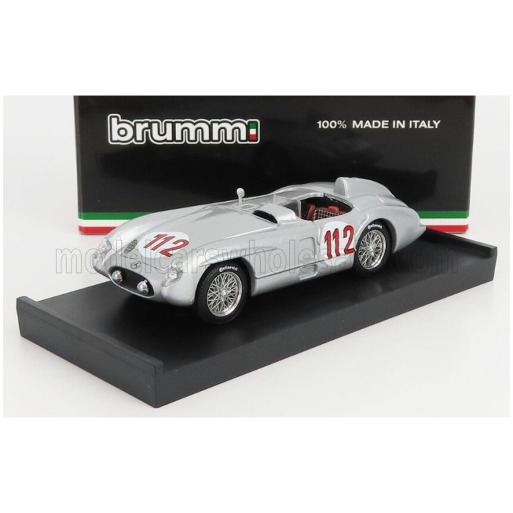 BRUMM MERCEDES BENZ 300 SLR ROADSTER N 112 TARGA FLORIO 1955 JAN MANUEL FANGIO - SILVER 1/43