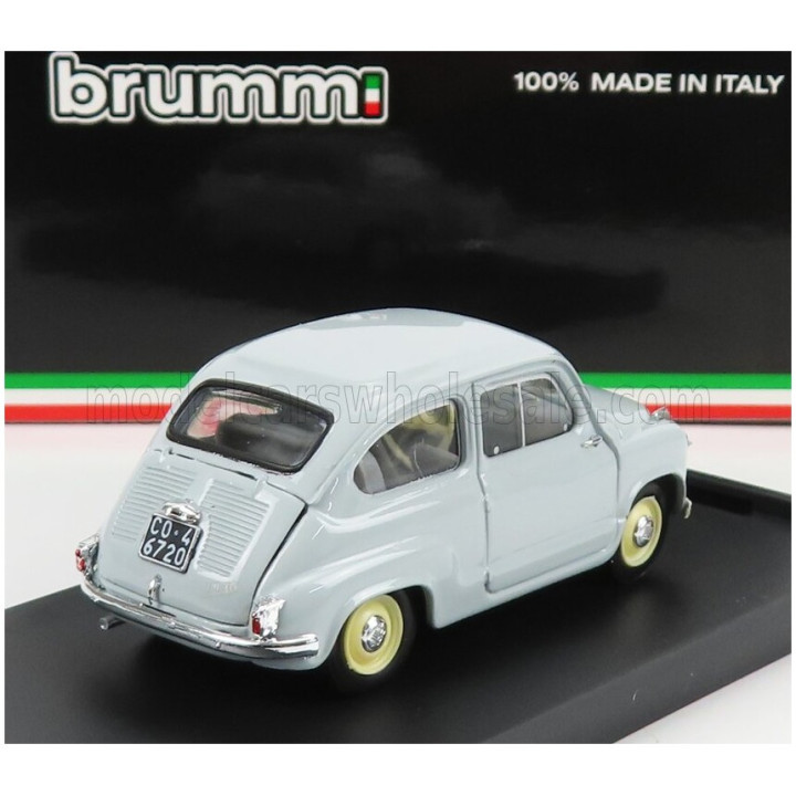 BRUMM FIAT 600 BERLINA 1-SERIES 1955 - GRIGIO PERLA - LIGHT GREY 1/43