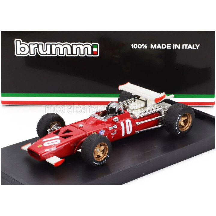BRUMM FERRARI F1 312 N 10 ITALY GP 1969 PEDRO RODRIGUEZ - WITH DRIVER FIGURE - RED WHITE 1/43