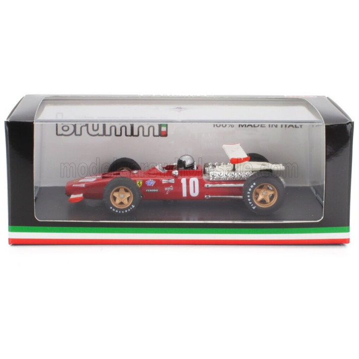 BRUMM FERRARI F1 312 N 10 ITALY GP 1969 PEDRO RODRIGUEZ - WITH DRIVER FIGURE - RED WHITE 1/43