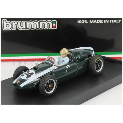 BRUMM COOPER F1 T51 CLIMAX N 24 WINNER MONACO GP JACK BRABHAM 1959 WORLD CHAMPION - WITH DRIVER FIGURE - GREEN WHITE 1/43
