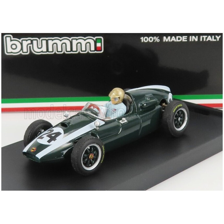 BRUMM COOPER F1 T51 CLIMAX N 24 WINNER MONACO GP JACK BRABHAM 1959 WORLD CHAMPION - WITH DRIVER FIGURE - GREEN WHITE 1/43