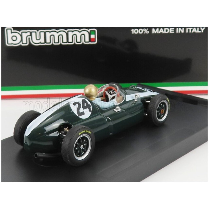BRUMM COOPER F1 T51 CLIMAX N 24 WINNER MONACO GP JACK BRABHAM 1959 WORLD CHAMPION - WITH DRIVER FIGURE - GREEN WHITE 1/43
