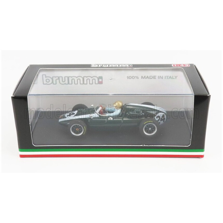 BRUMM COOPER F1 T51 CLIMAX N 24 WINNER MONACO GP JACK BRABHAM 1959 WORLD CHAMPION - WITH DRIVER FIGURE - GREEN WHITE 1/43