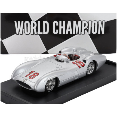 BRUMM MERCEDES BENZ F1 W196C N 18 WORLD CHAMPION SEASON 1954 JUAN MANUEL FANGIO - SILVER 1/43