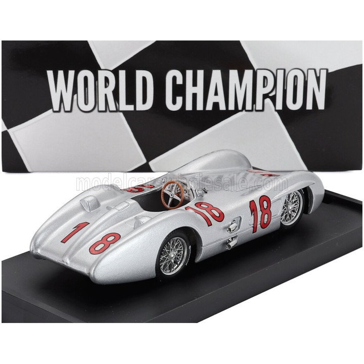 BRUMM MERCEDES BENZ F1 W196C N 18 WORLD CHAMPION SEASON 1954 JUAN MANUEL FANGIO - SILVER 1/43
