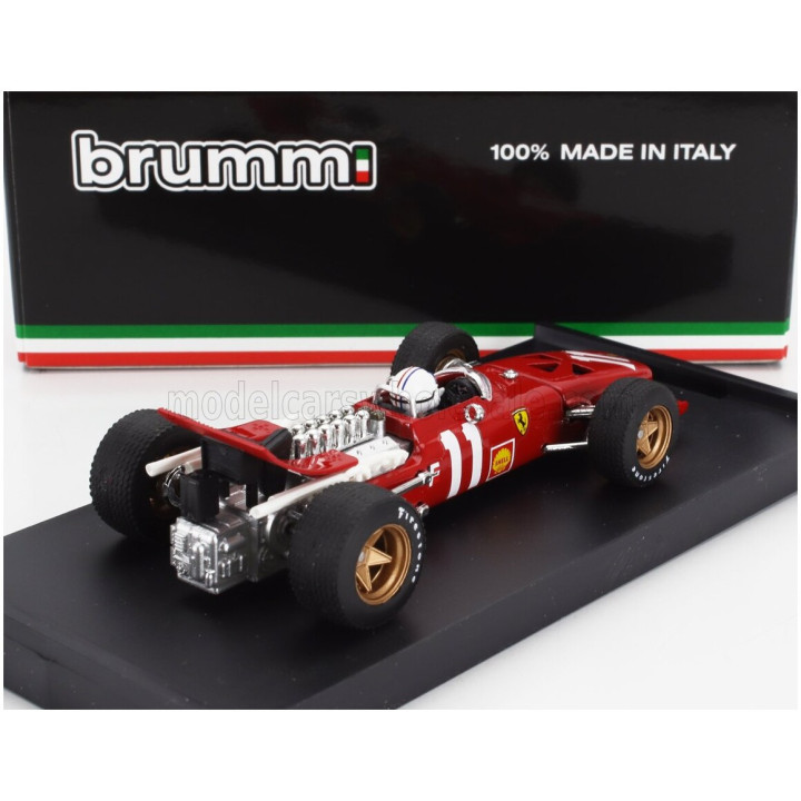 BRUMM FERRARI F1 312 N 11 MONACO GP 1969 CHRIS AMON - WITH DRIVER FIGURE - RED WHITE 1/43
