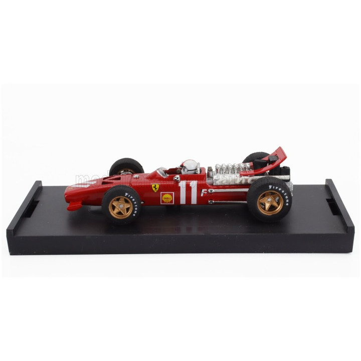 BRUMM FERRARI F1 312 N 11 MONACO GP 1969 CHRIS AMON - WITH DRIVER FIGURE - RED WHITE 1/43