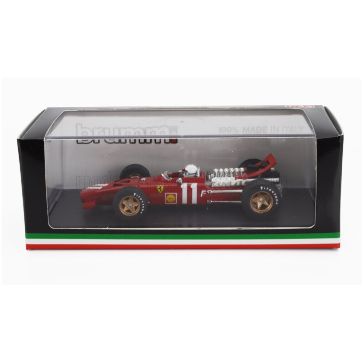 BRUMM FERRARI F1 312 N 11 MONACO GP 1969 CHRIS AMON - WITH DRIVER FIGURE - RED WHITE 1/43