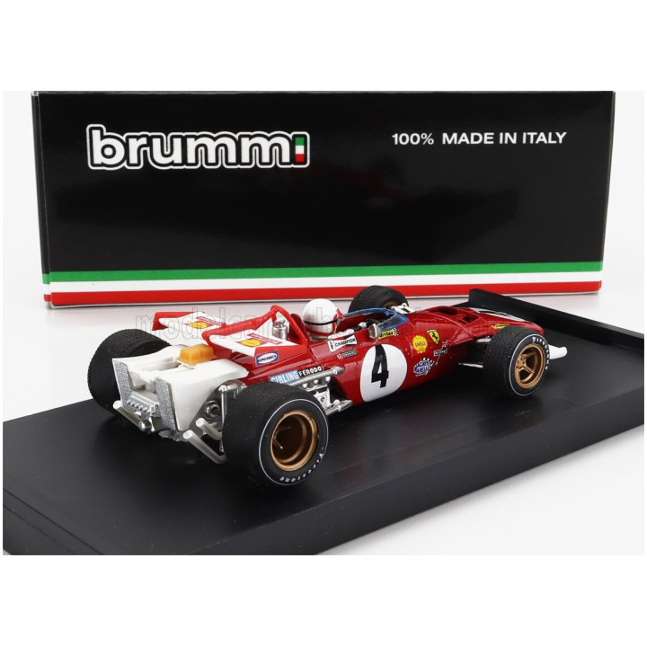 BRUMM FERRARI F1 312B N 4 WINNER ITALY MONZA GP 1970 CLAY REGAZZONI - WITH DRIVER FIGURE - RED WHITE 1/43