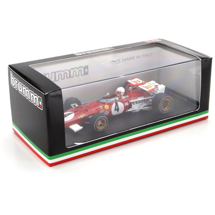 BRUMM FERRARI F1 312B N 4 WINNER ITALY MONZA GP 1970 CLAY REGAZZONI - WITH DRIVER FIGURE - RED WHITE 1/43