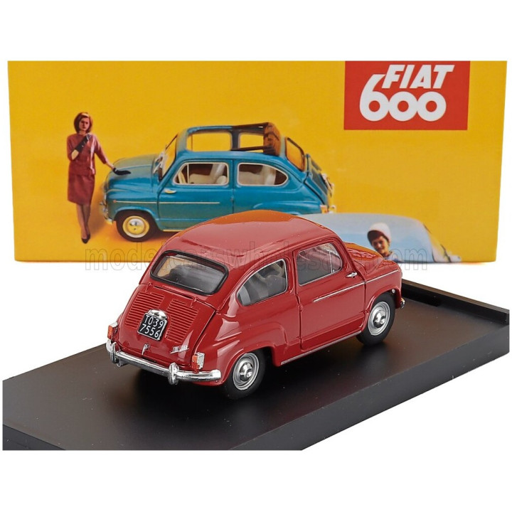 BRUMM FIAT 600D BERLINA 1960 - ROSSO CORALLO - RED 1/43